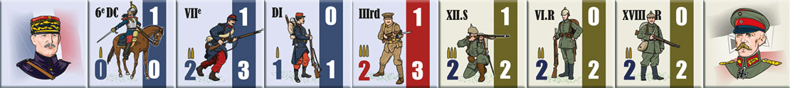 Quelques pions du jeu La Marne 1914