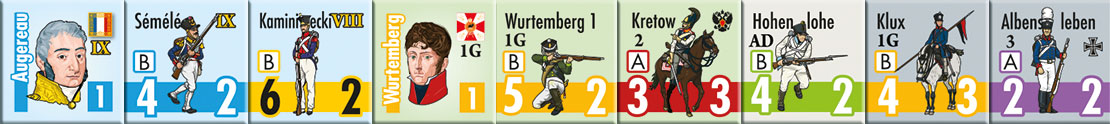 Quelques pions du jeu wachau 1813